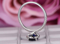 1 CT 925 Sterling Silver Sapphire Pear Cut Diamond Wedding Halo Engagement Ring