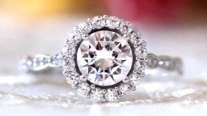 1 CT Round Cut Diamond White Gold Over 925 Sterling Sliver Women Halo Engagement Ring