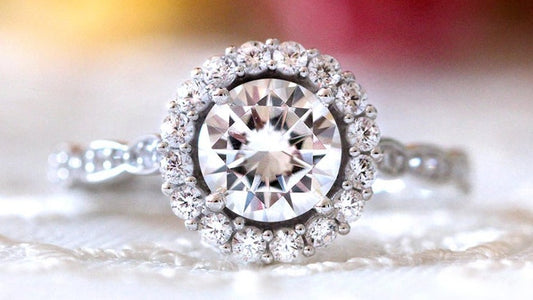 1 CT Round Cut Diamond White Gold Over 925 Sterling Sliver Women Halo Engagement Ring