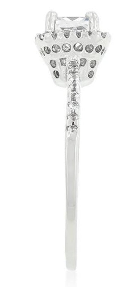1 CT Princess Cut Diamond 925 Sterling Sliver Women Anniversary Halo Promise Ring