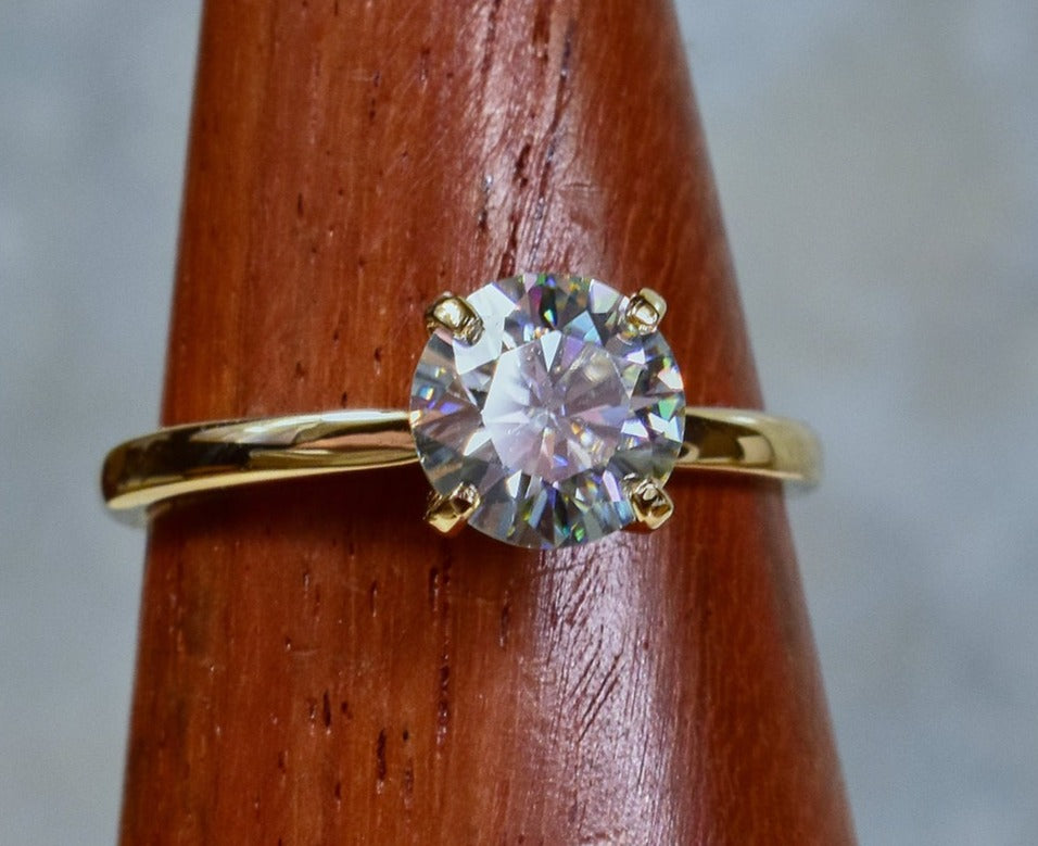 1 CT 925 Sterling Silver Round Cut Diamond Solitaire Anniversary Ring