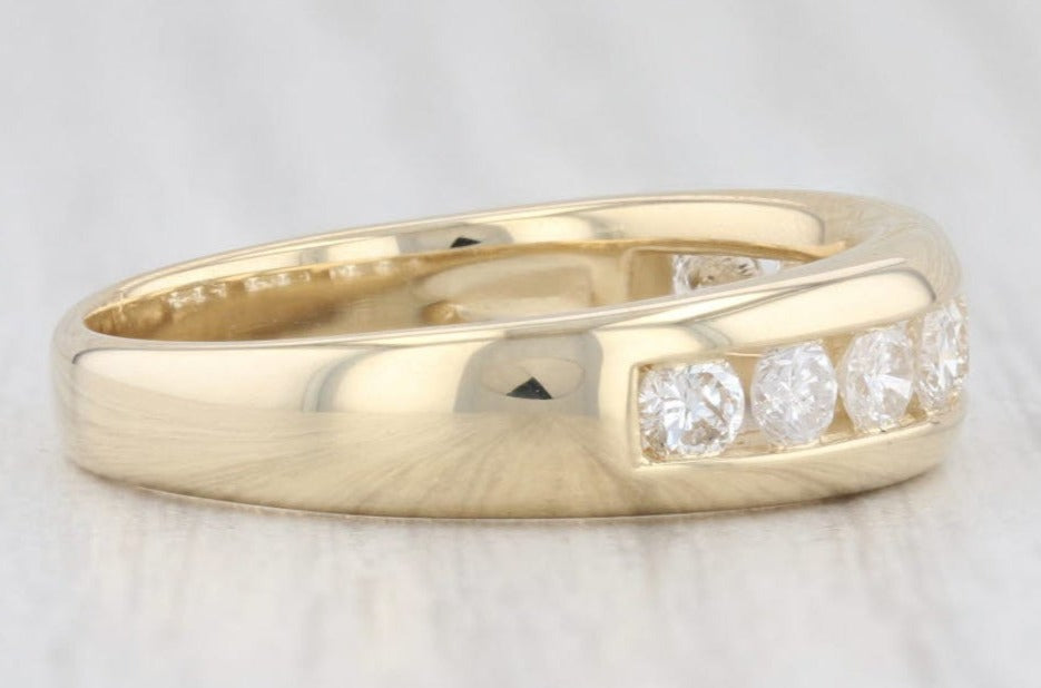 0.90 CT Round Cut Diamond 14K Yellow Gold Over 925 Sterling Silver Wedding Band Ring