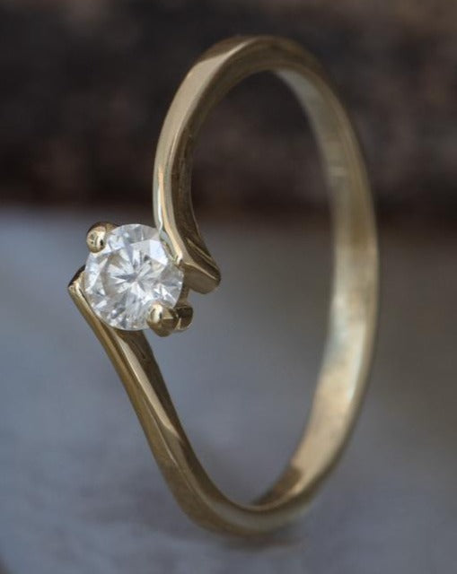 1 CT 925 Sterling Silver Women Round Cut Diamond Bypass Solitaire Anniversary Ring