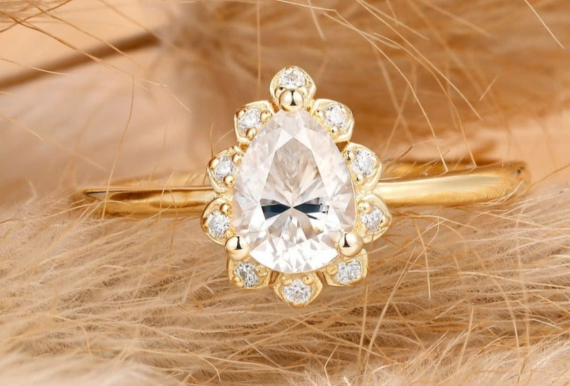 CT Pear Cut Diamond 925 Sterling Silver Women Engagement Halo