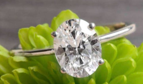1 CT 925 Sterling Silver Oval Cut Diamond Women Solitaire Engagement Ring