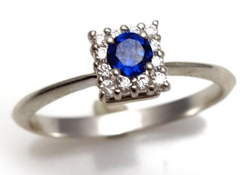 1 CT Round Cut Blue Sapphire Diamond 925 Sterling Silver Halo Women Engagement Ring