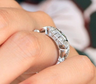 1 CT 925 Sterling Silver Cushion Cut Diamond Women Anniversary Ring