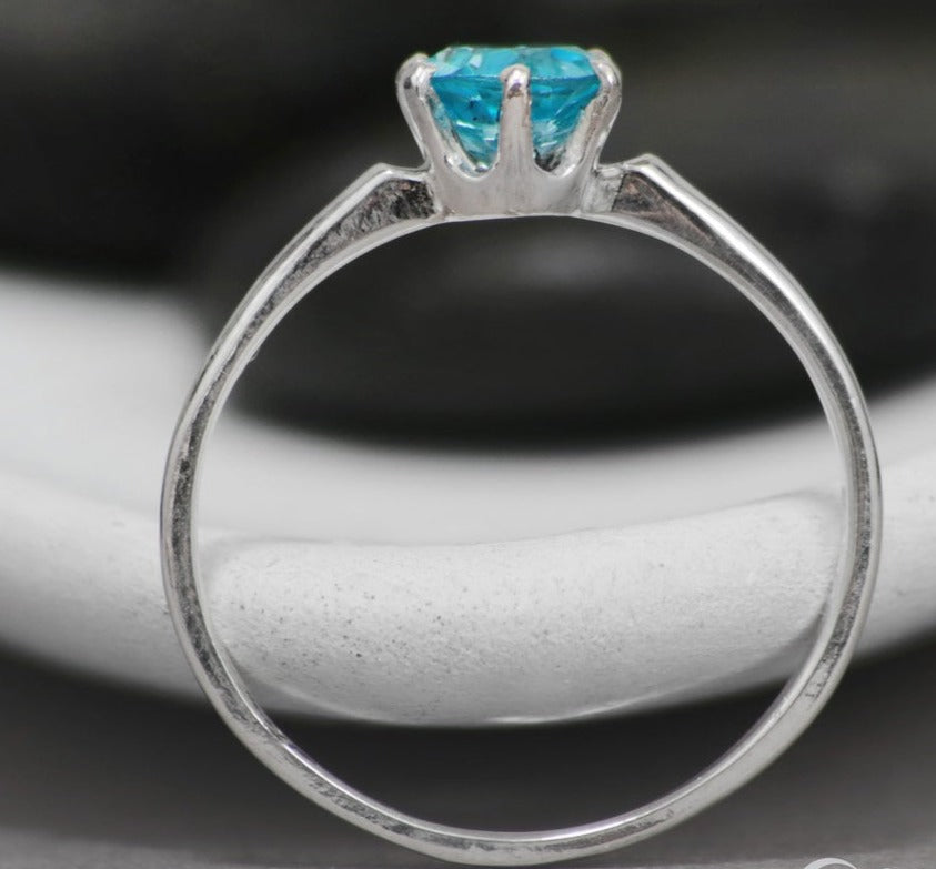 1 CT Round Cut Blue Topaz 925 Sterling Silver Women Solitaire Engagement Ring Gift For Her