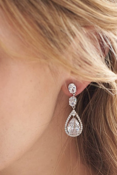 3.50 Ct Pear & Oval Cut Diamond Engagement Wedding Dangle Earrings In 925 Sterling Silver