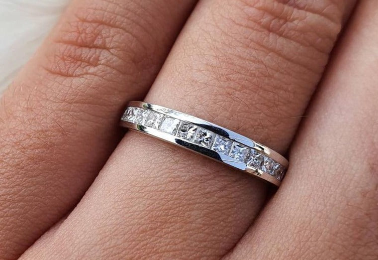 1 CT Princess Cut Diamond 925 Sterling Silver Unisex Wedding Engagement Ring