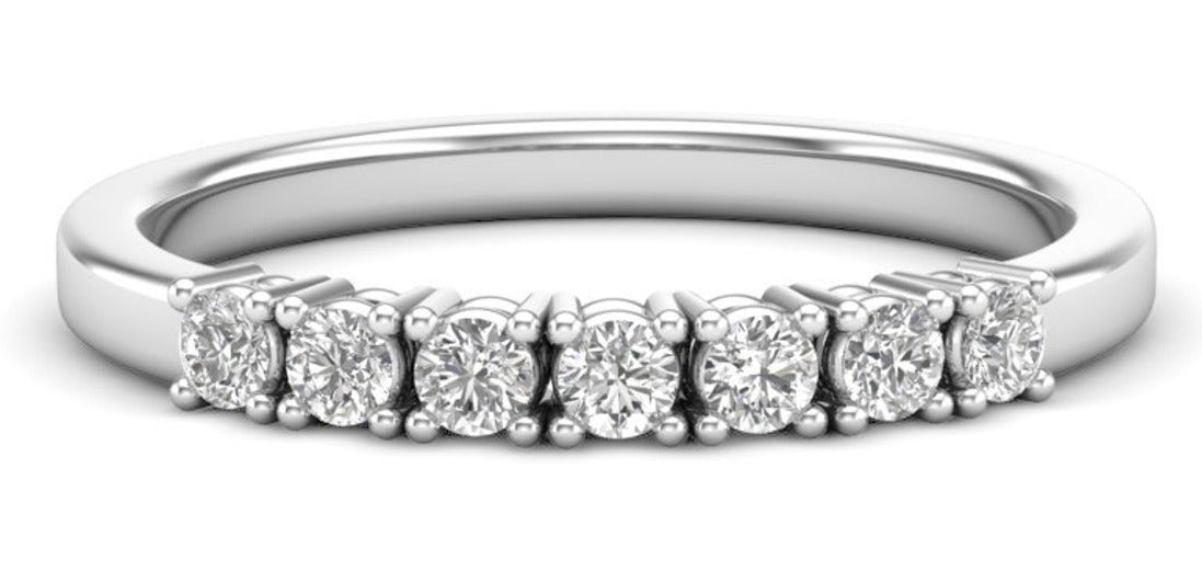 0.25 CT Round Cut Diamond 925 Sterling Silver Women Wedding Band Ring