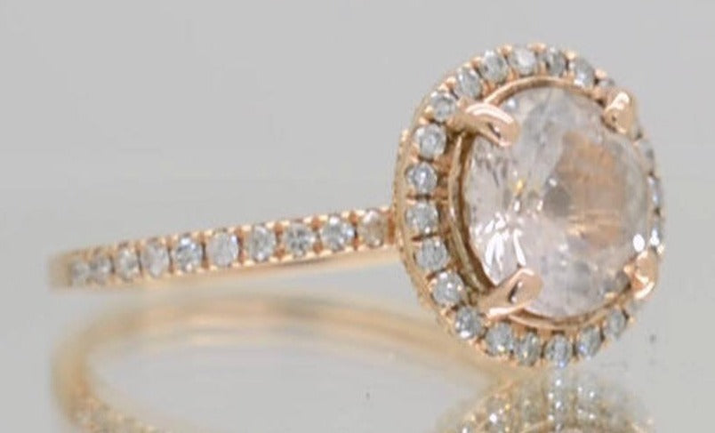 1 CT Round Cut Diamond Rose Gold Over 925 Sterling Sliver Women Anniversary Promise Halo Ring