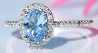 1 CT Oval Cut Blue Aquamarine Diamond 925 Sterling Sliver Women Birthday Anniversary Gift For Her