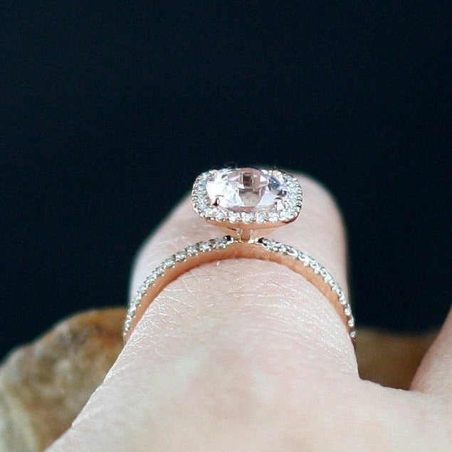 1 CT Round Cut Peach Sapphire Diamond 925 Sterling Silver Halo Anniversary Gift Ring