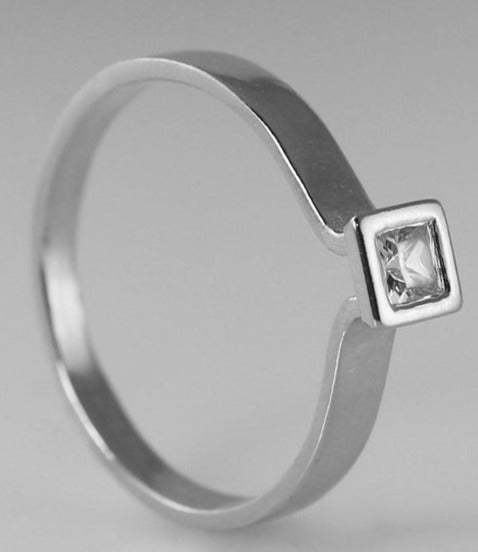 CT Princess Cut Diamond 925 Sterling Silver Women Solitaire Wedding  Band Ring - Main Image