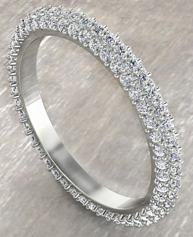 0.15 CT Round Cut Diamond 925 Sterling Sliver Women Wedding Promise Band Ring Birthday Gift For