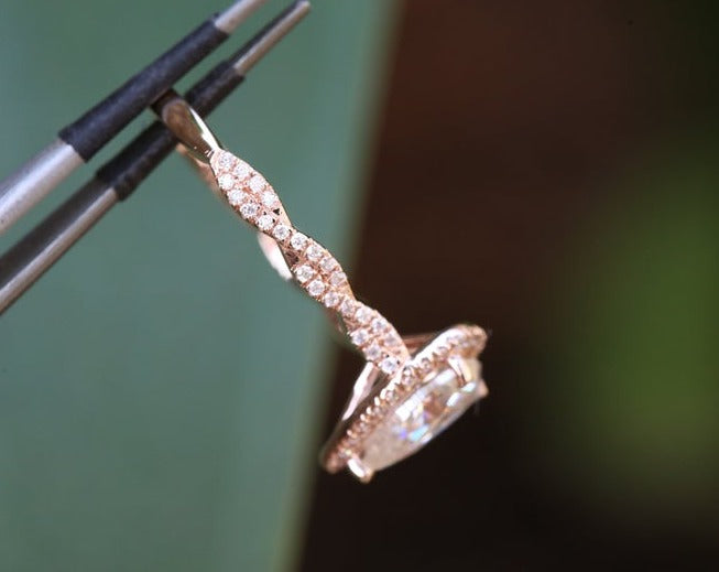 1 CT Pear Cut Diamond 925 Sterling Silver Halo Women Twisted Promise Ring