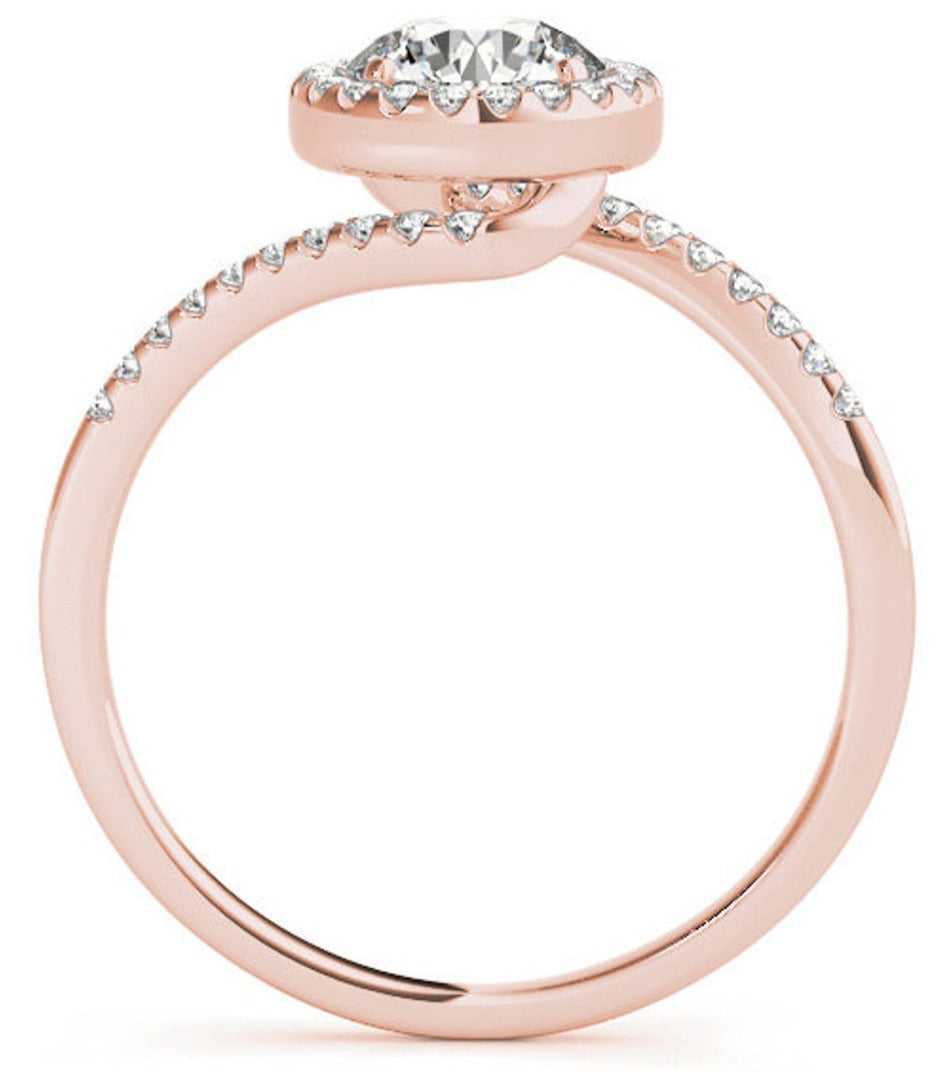1 CT Round Cut Diamond 14K Rose Gold Over 925 Sterling Silver Women Halo Engagement Ring - atjewels.in