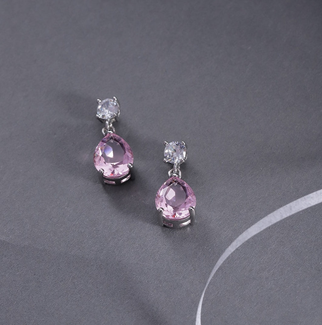 Silver Pink Flower Mini Drop Earrings – GIVA Jewellery