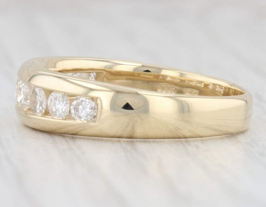 0.90 CT Round Cut Diamond 14K Yellow Gold Over 925 Sterling Silver Wedding Band Ring