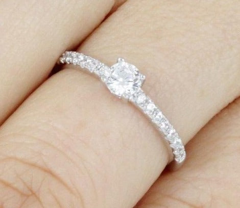 0.25 CT Round Cut CZ Diamond 925 sterling Silver Wedding Engagement Solitaire Band Ring