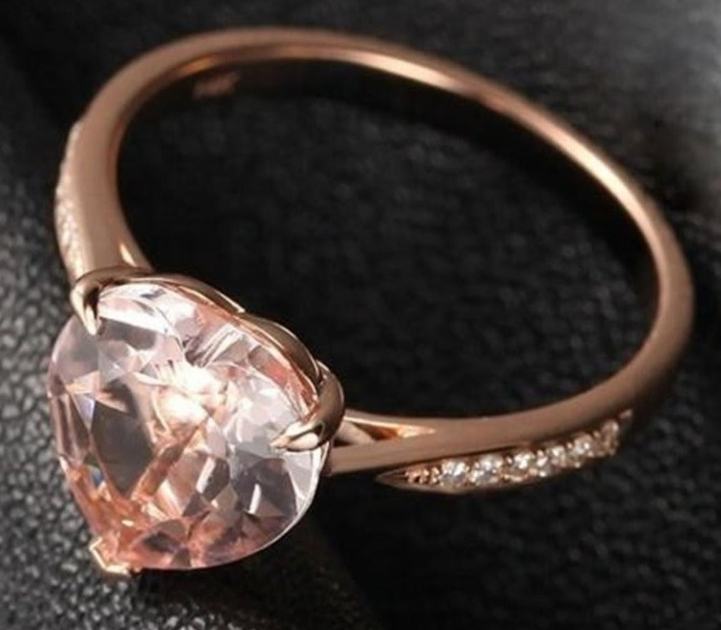 2 CT Heart Cut Morganite Pink Diamond 925 Sterling Silver Unisex Promise Ring Gift For Her