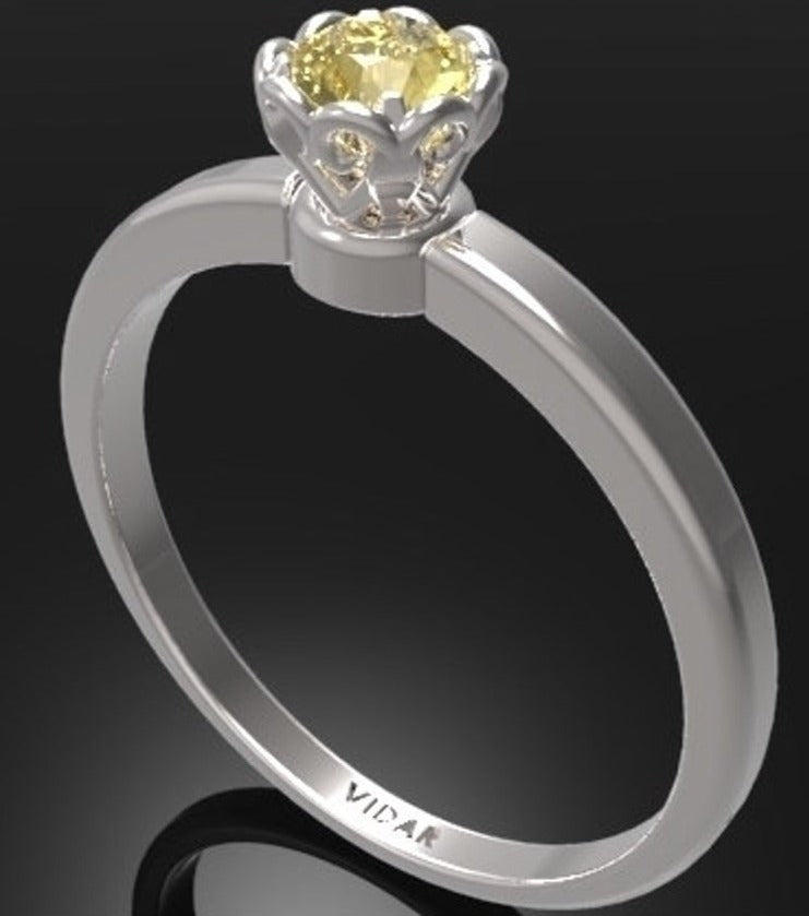 1 CT Round Cut Yellow Citrine Diamond 925 Sterling Silver Unique Engagement Solitaire Flower Ring