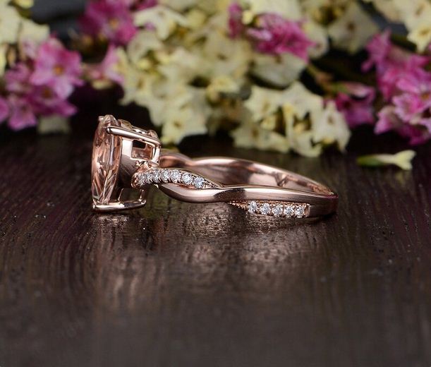 2.50 Ct Pear Cut Morganite & White CZ Infinity Engagement Ring In 925 Sterling Silver