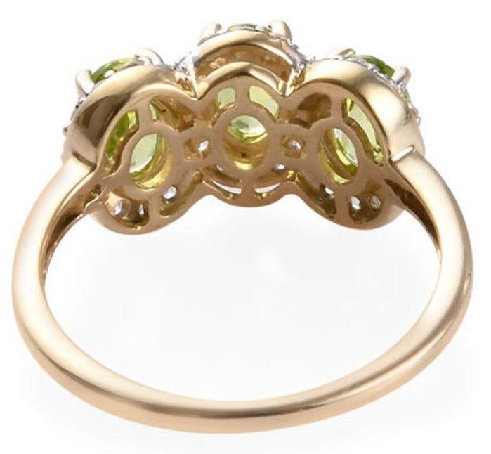 1 CT Oval Cut Green Peridot 3 Stone Diamond 925 Sterling Silver Unisex Victorian Engagement Ring
