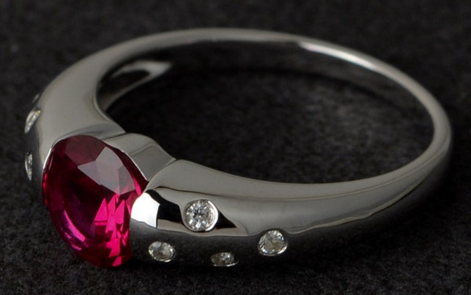 1 CT Round Cut Ruby Red Diamond 925 Sterling Sliver Women Anniversary Promise Ring Birthday Gift For