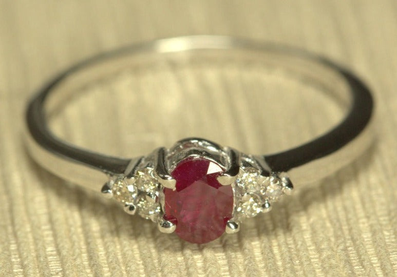 1 CT Oval Cut Ruby Red Diamond 925 Sterling Sliver Women Engagement Promise Ring