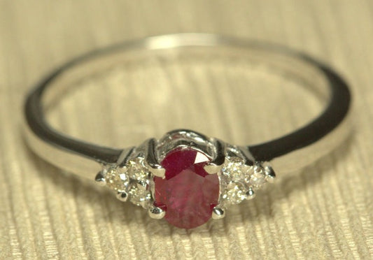 1 CT Oval Cut Ruby Red Diamond 925 Sterling Sliver Women Engagement Promise Ring