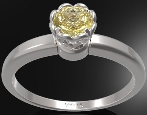 1 CT Round Cut Yellow Citrine Diamond 925 Sterling Silver Unique Engagement Solitaire Flower Ring