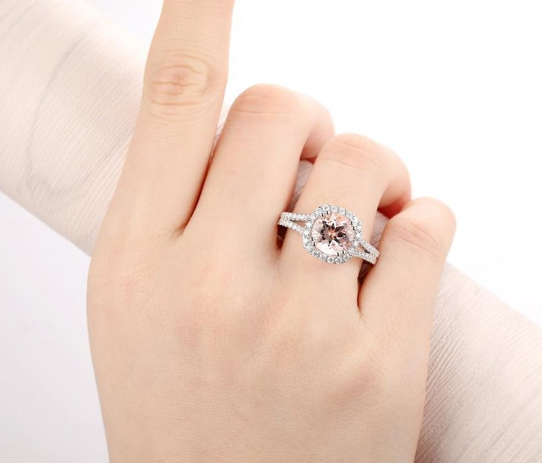 2.10 Ct Cushion Cut Pink Morganite Gorgeous Halo Engagement Ring In 925 Sterling Silver