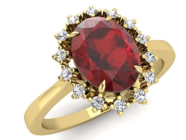 2 CT Oval Cut Red Garnet Diamond 925 Sterling Silver Women Anniversary Ring