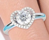 1 CT Round Cut Diamond 925 Sterling Silver Unisex Engagement Heart Shape Gift Ring