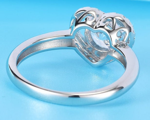 1 CT Round Cut Diamond 925 Sterling Silver Unisex Engagement Heart Shape Gift Ring