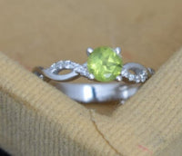 2 CT Round Cut Peridot Green Diamond 925 Sterling Silver Wedding Promise Ring