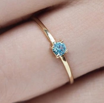 1 CT Round Cut Aquamarine Blue Diamond Women Engagement Solitaire Promise Ring