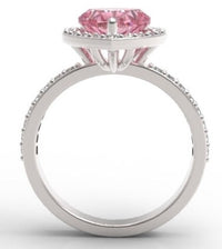 2 CT Heart Cut Pink Sapphire Diamond 925 Sterling Silver Halo Engagement Ring