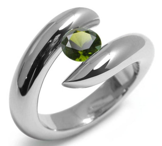 1 CT Round Cut Green Peridot White Gold Over 925 Sterling Sliver Women Anniversary Bypass Ring