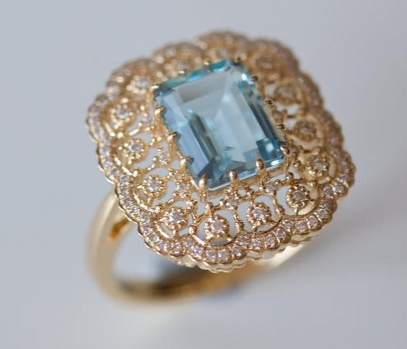 2 CT Emerald Cut Blue Aquamarine Diamond 925 Sterling Silver Women Engagement Ring