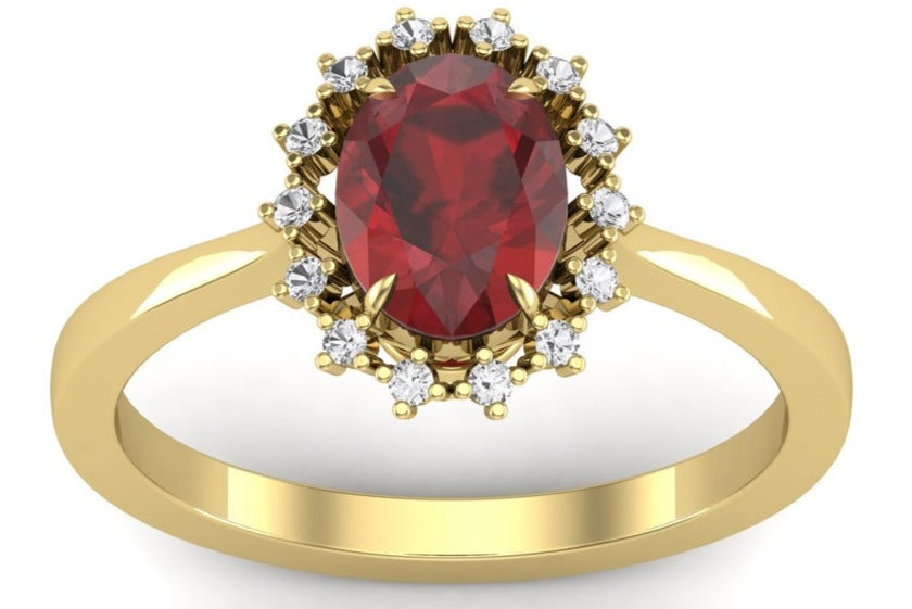 2 CT Oval Cut Red Garnet Diamond 925 Sterling Silver Women Anniversary Ring