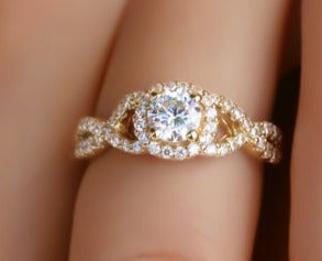 1 CT Round Cut Diamond 925 Sterling Silver Women Engagement Halo Ring