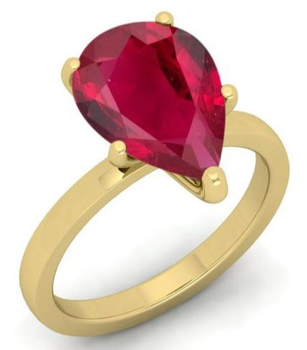 2 CT Pear Cut Red Ruby Yellow Gold Over 925 Sterling Sliver Unique Engagement Promise Ring Gift For Her