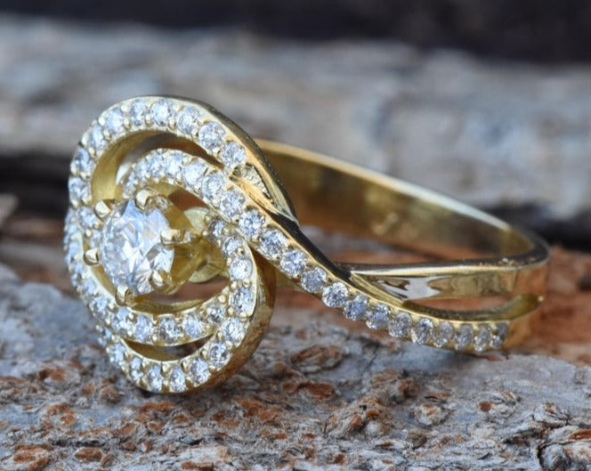 1 CT 925 Sterling Silver Round Cut Diamond Women Promise Ring