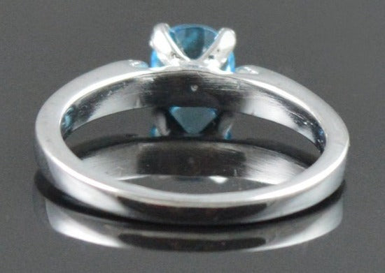1 CT Round Cut Blue Topaz White Gold Over 925 Sterling Sliver Women Anniversary Promise Ring