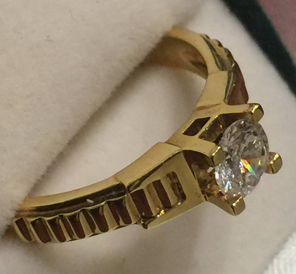 0.45 CT Round Cut Diamond 14K Yellow Gold Over 925 Sterling Silver Women Solitaire Anniversary Ring