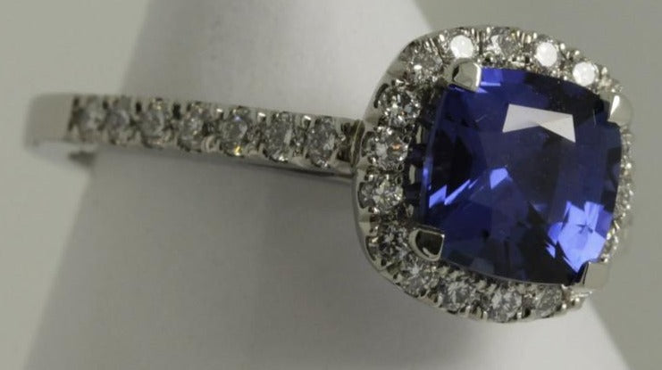 2 CT Cushion Cut Blue Sapphire Diamond 925 Sterling Silver Women Anniversary Halo Ring - atjewels.in