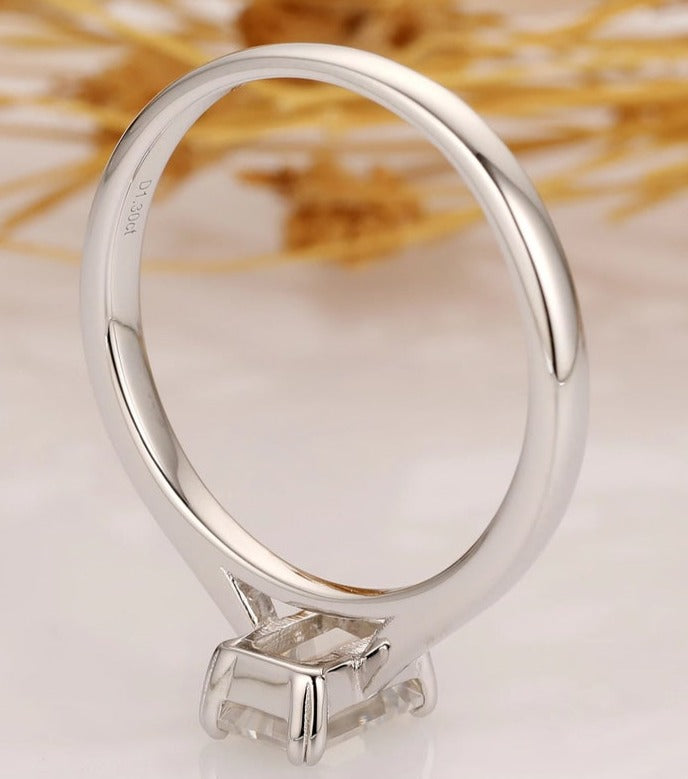 1/2 CT Emerald Cut Diamond 925 Sterling Silver Wedding Anniversary Solitaire Ring